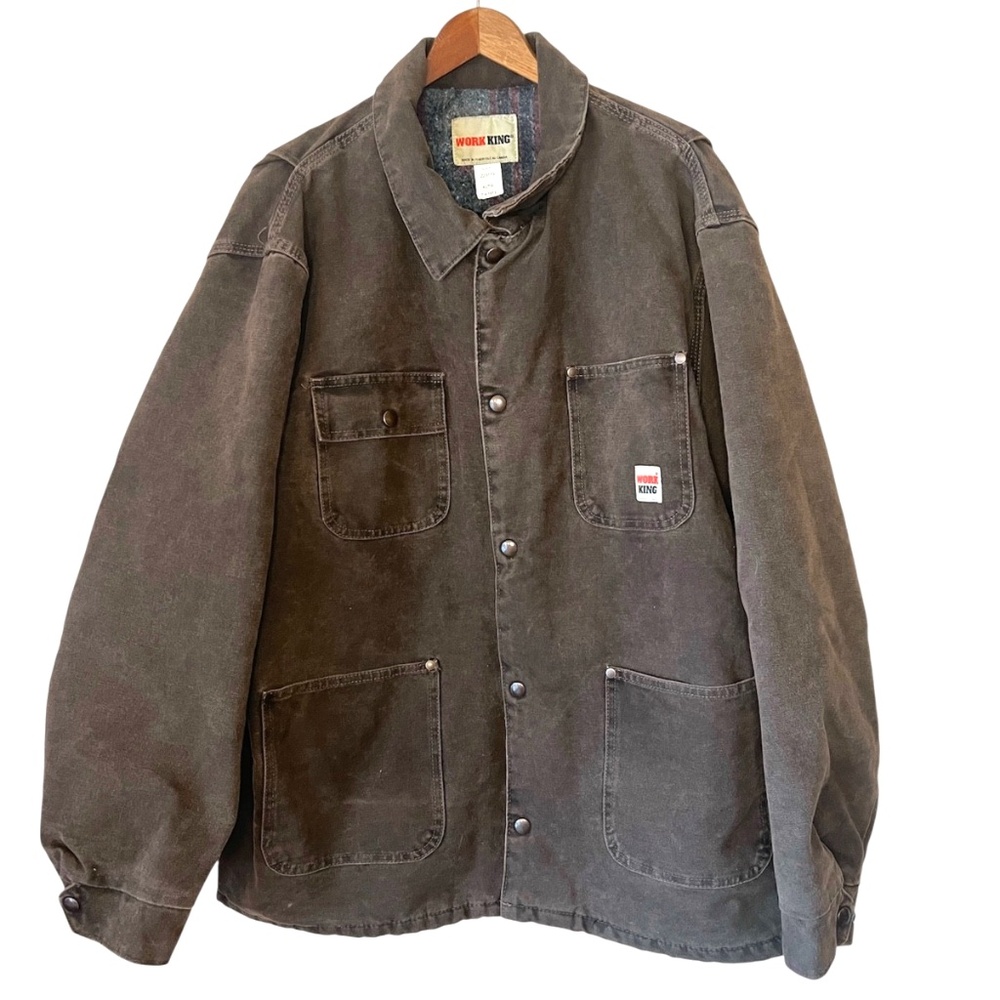 Vintage Work King Canvas Heavy Weight Utility Winter Work Jacket Brown XL